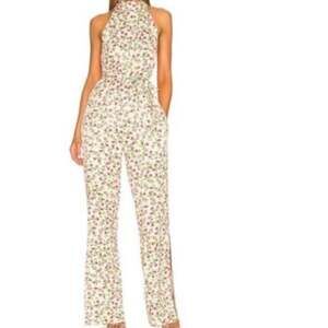 NWT Something Navy Silky Floral Halter Jumpsuit Cream Multi size M